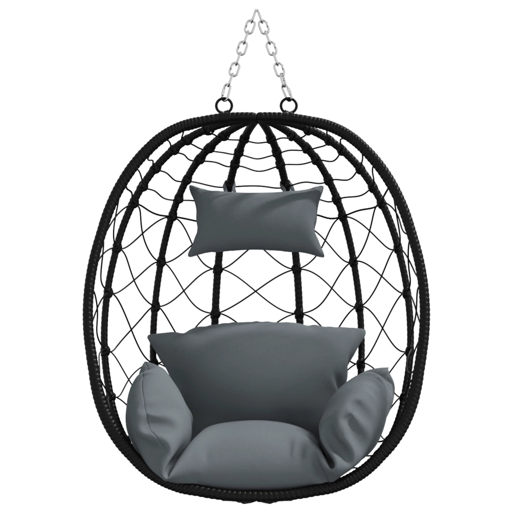 Cesto per Sedia a Uovo Appesa senza Staffa in Rattan Tecnologico Antracite