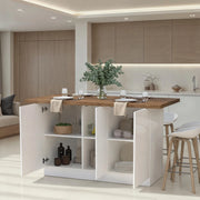Mobile Dispensa Migani, Isola da Cucina 3 Ripiani Made in Italy, 160x80x90h cm Bianco Lucido