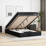 Struttura Letto Pouf con Materasso Nero 140x190 cm Similpelle 3311036