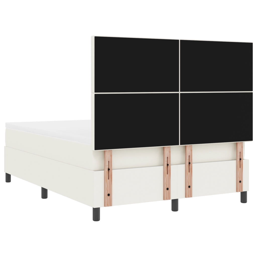 Letto con Rete a Molle Materasso Crema 140x200 cm Tessuto in Velluto