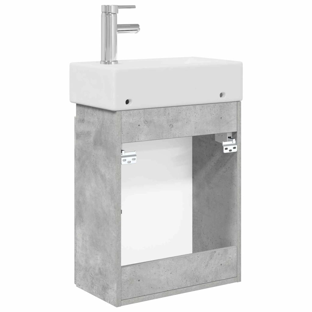 Mobile bagno con rubinetto Grigio Cemento 45,5 x 22,5 x 84 cm 889474
