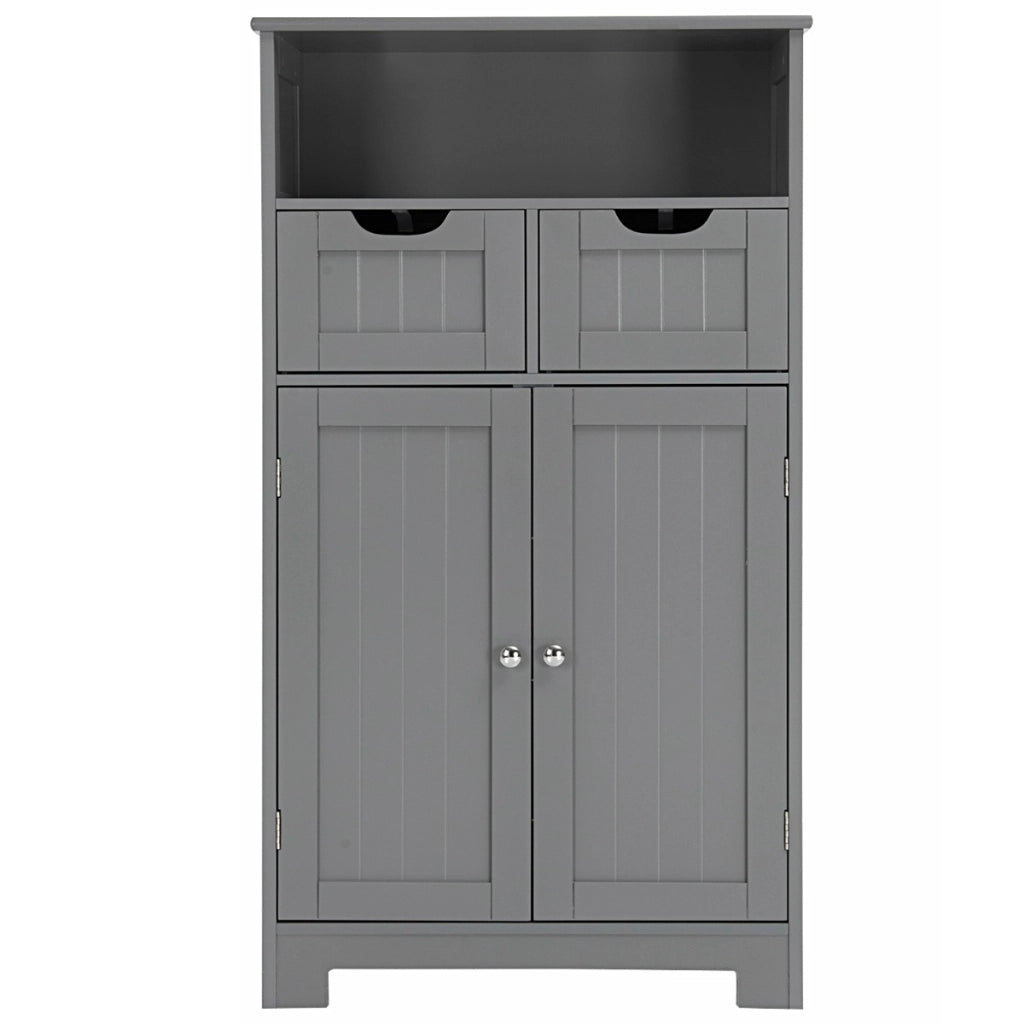 Armadio del bagno con una mensola aperta, Credenza per cucina con 2 ante e 2 cassetti Grigio