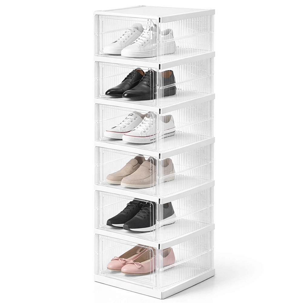 Scarpiera Pieghevole 6 Ripiani in Plastica Trasparente Porta Scarpe Salvaspazio