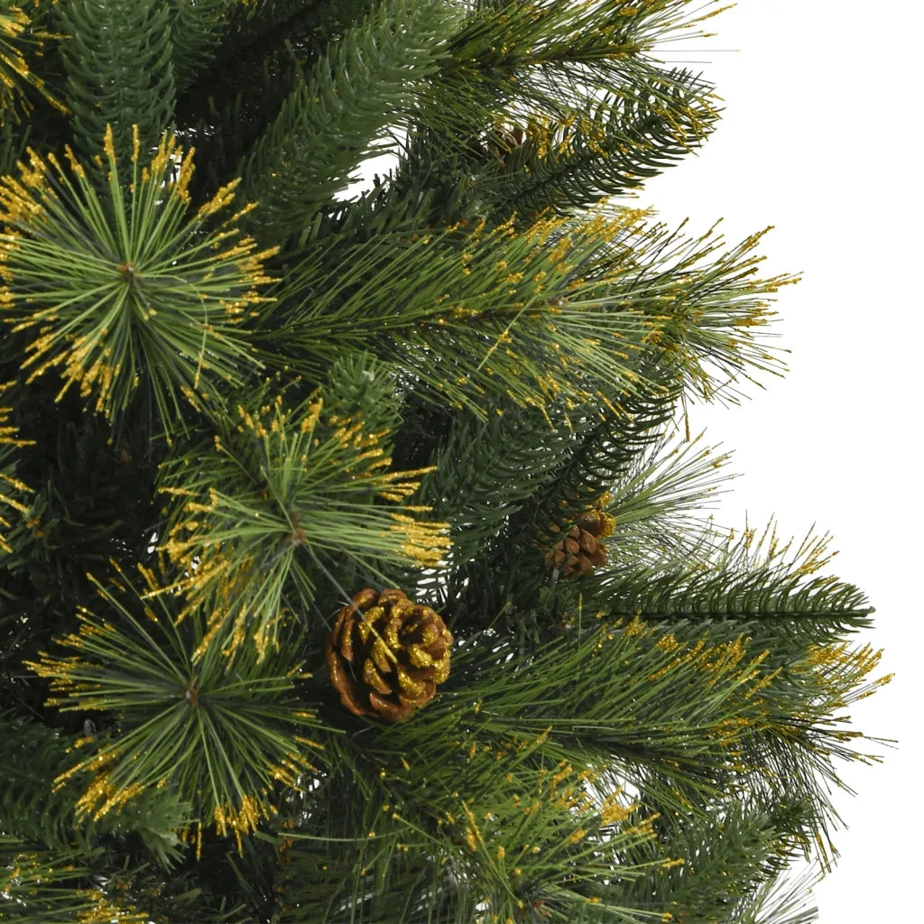 Albero di Natale Artificiale Incernierato-Albero Natalizio con Pigne 150 cm