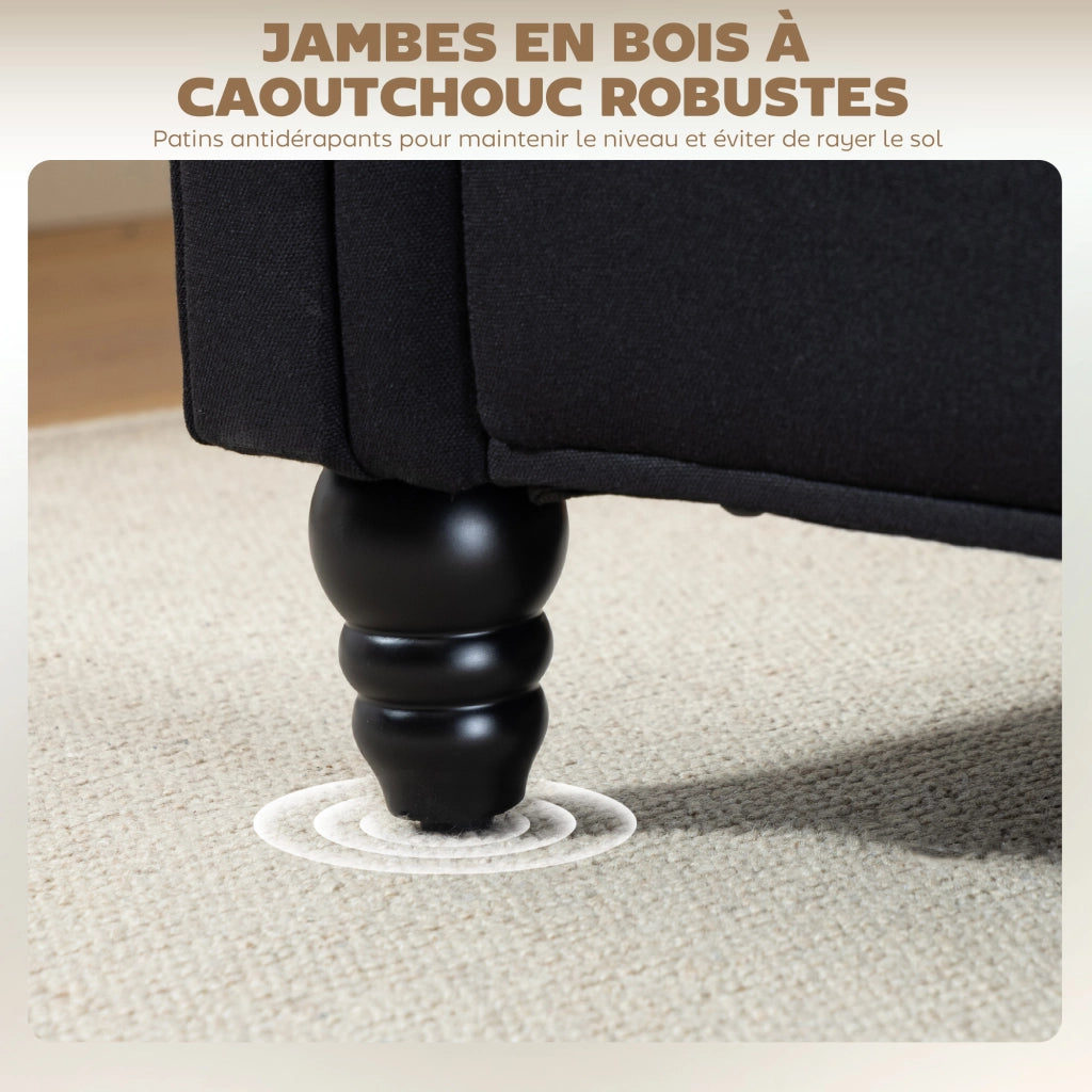 Banco imbottito con contenitore ¨C zephmum ¨C 146.5x49x72 cm tessuto nero legno