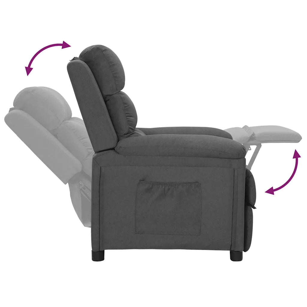 Divano Sedia-Poltrona Reclinabile in Tessuto Grigio Scuro 718230