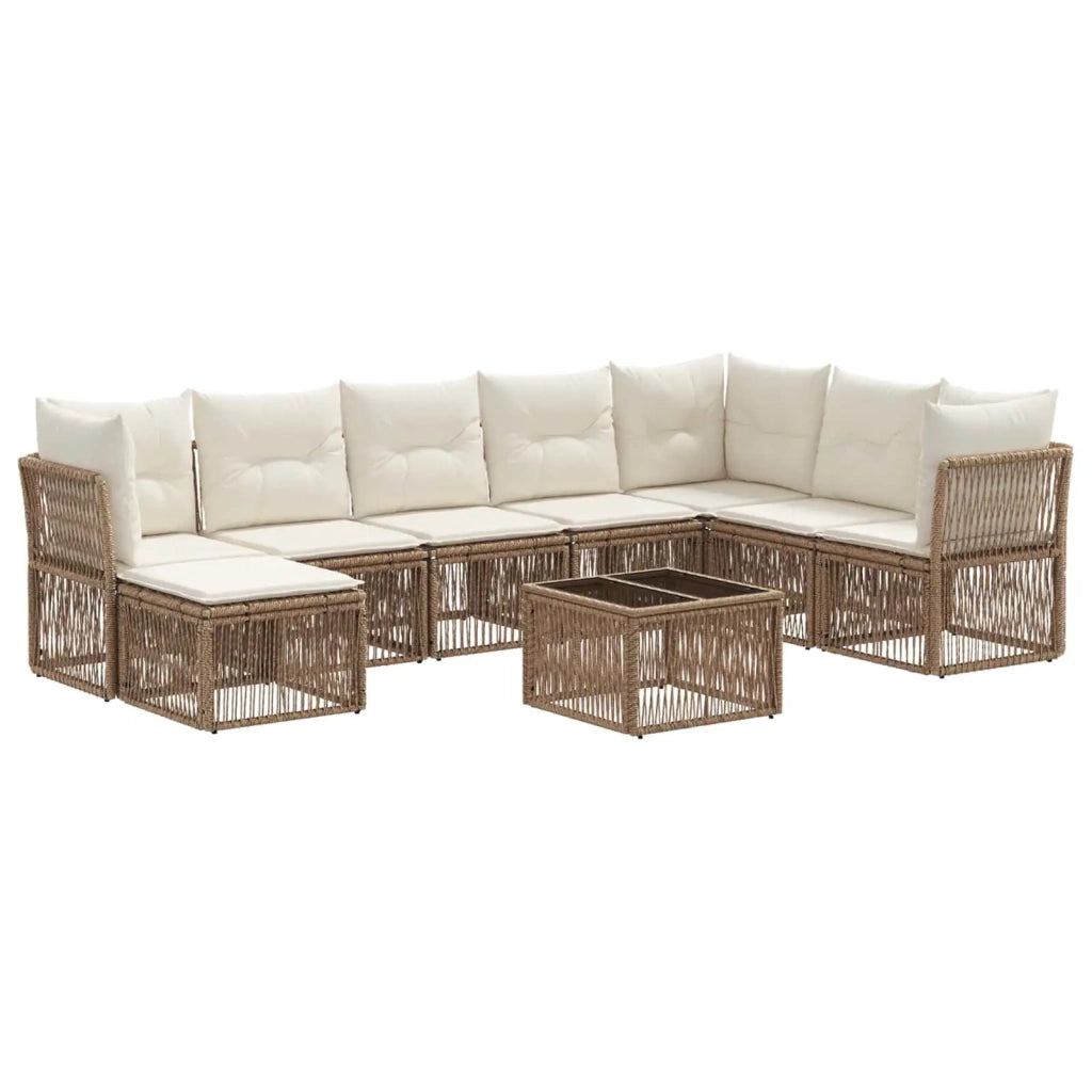 Set Divano da Giardino 9 pcs Beige polyrattan
