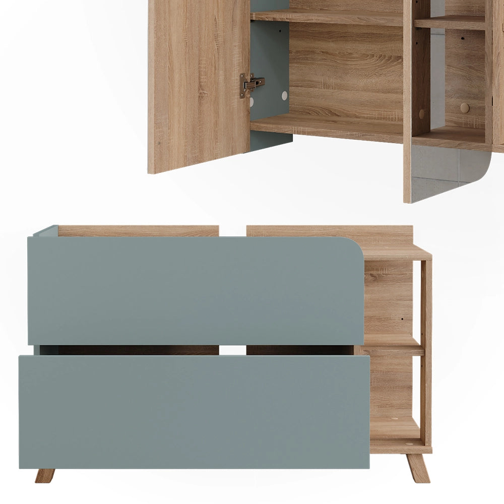 Vicco Set di mobili da bagno Sonoma/blu 2 parti