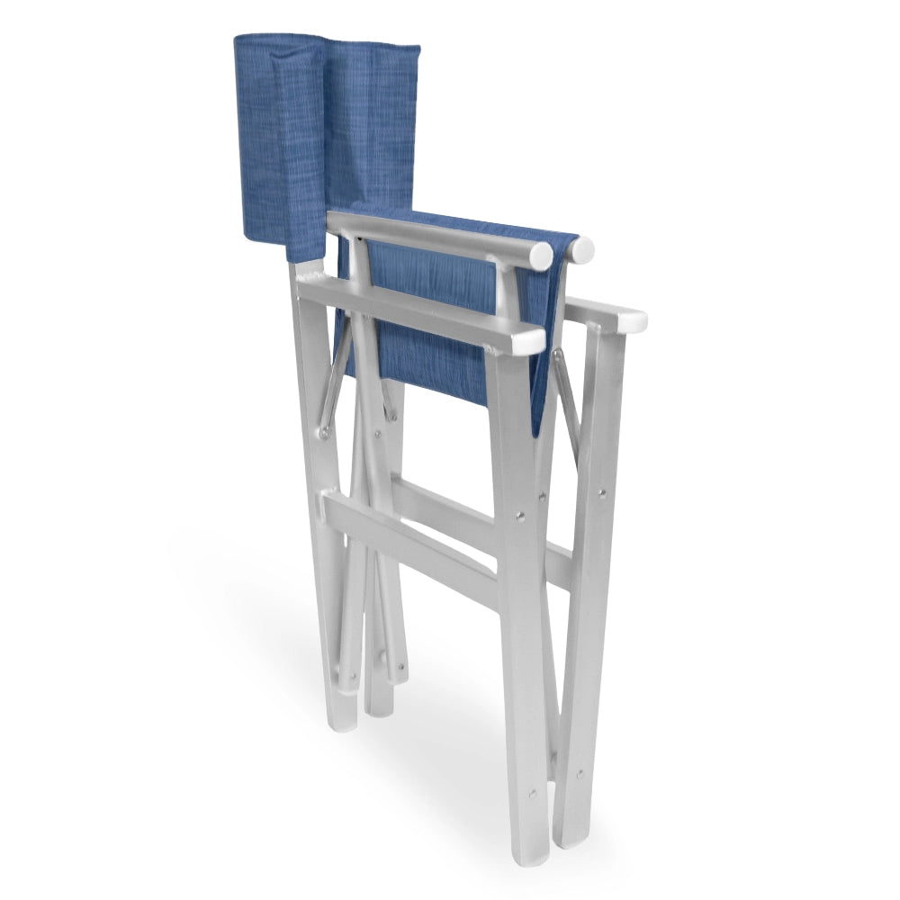 Sedia Regista Ketty in alluminio con seduta e schienale in textilene blu