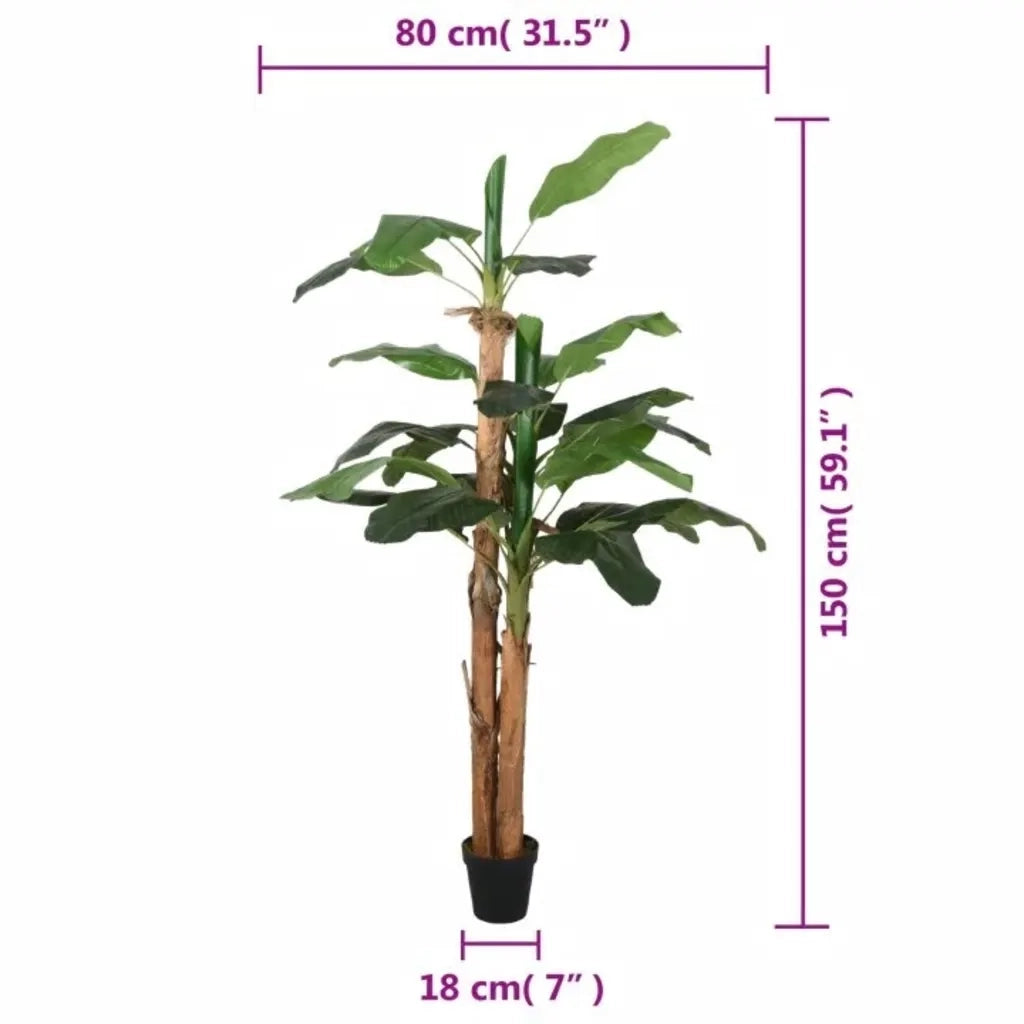 Albero di Banano Artificiale 18 Foglie 150 cm Verde 359001