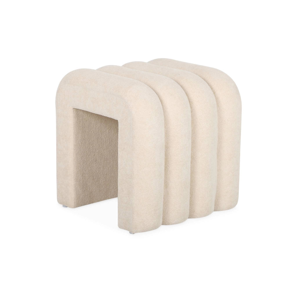 Set 2 pouf contemporanei in tessuto, beige
