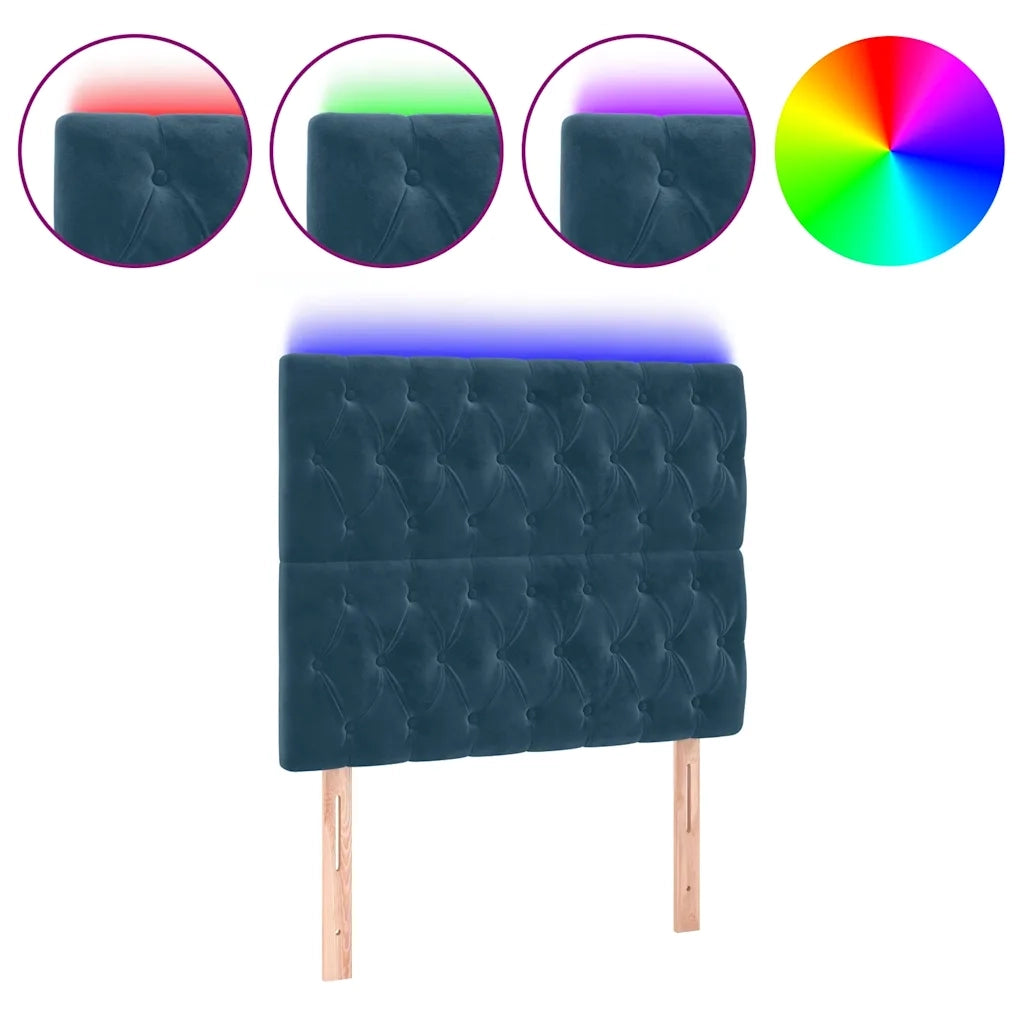 Testiera a LED Blu scuro 90x7x118/128 cm in Velluto 3122800