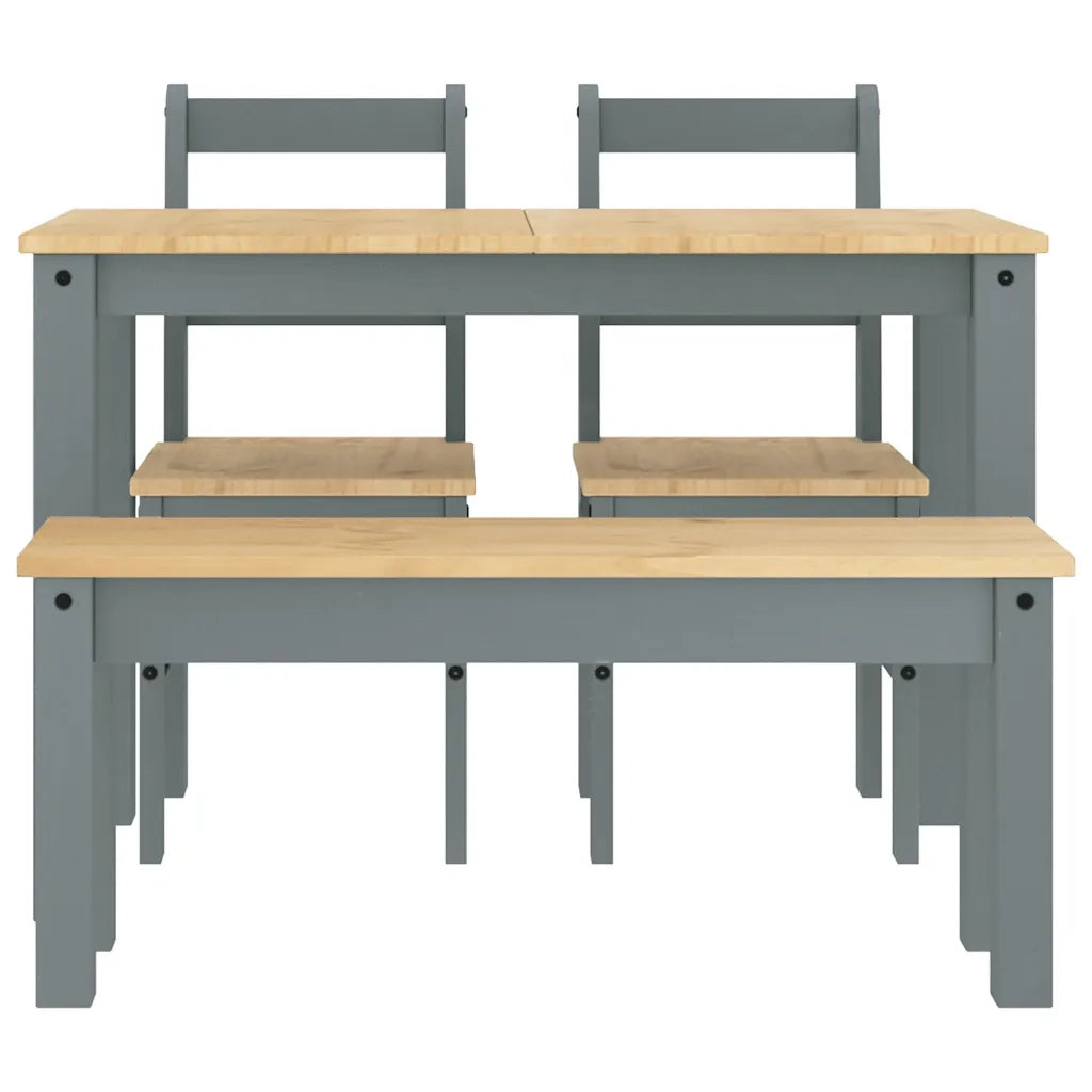 Set da Pranzo 4 pz PANAMA Grigio in Legno Massello di Pino 3345168