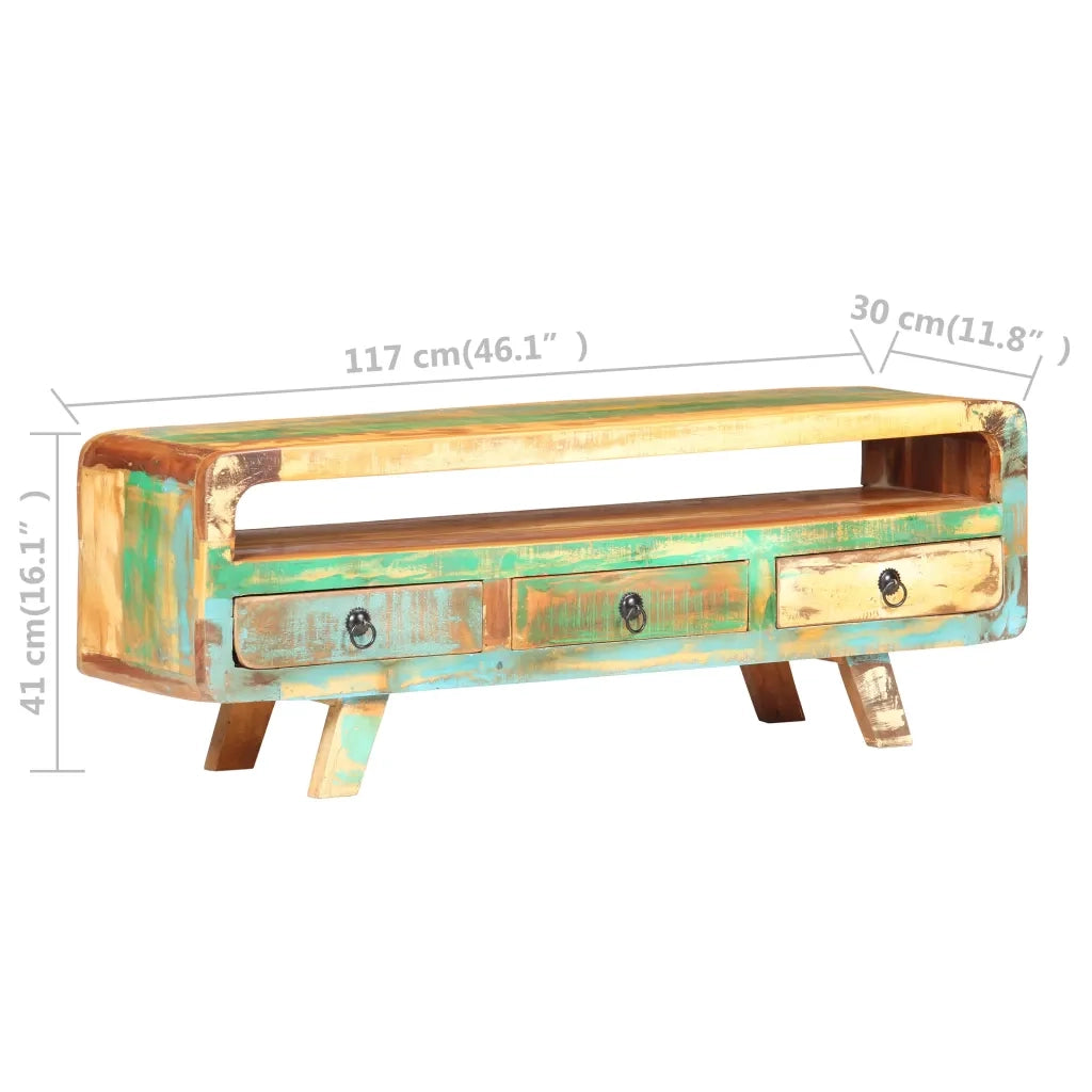 Mobile Porta TV 117x30x41 cm in Legno Massello di Recupero cod mxl 19300