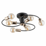 Plafoniera industriale Alfa Samba 6xE27 nero oro 51cm