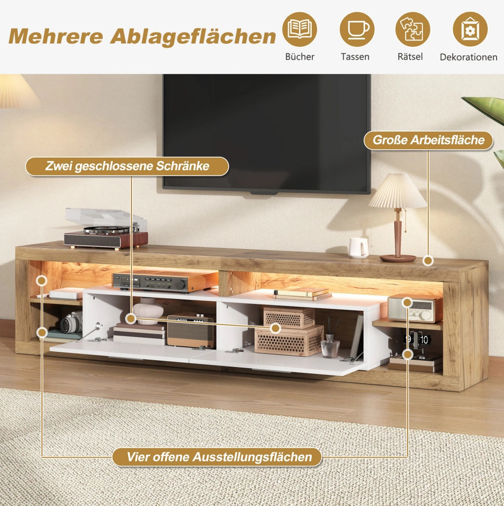 Mobile TV 180 cm con LED controllabili tramite app, 2 cassetti e 4 vani