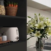 Credenza Buffet da Cucina, Mobile da Archiviazione Multi-Ripostiglio, 60L x 30P x 162H cm, Nero