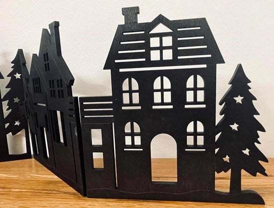 Decorazione di Natale per tavolo e finestra - da appoggiare - 60 x 16 cm - pieghevole - decorazione di vetro per finestra con mensola