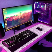 Matrice XXL Bianca con Disegno Topografico – 80x30 cm – Antiscivolo – Per Lavoro e Gaming