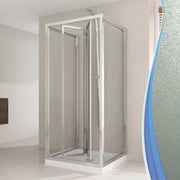 Box Doccia 3 Lati 75x80x75 cm 1 Anta a Libro in Cristallo Opaco 6mm H198 Fosterberg Fyn Trio