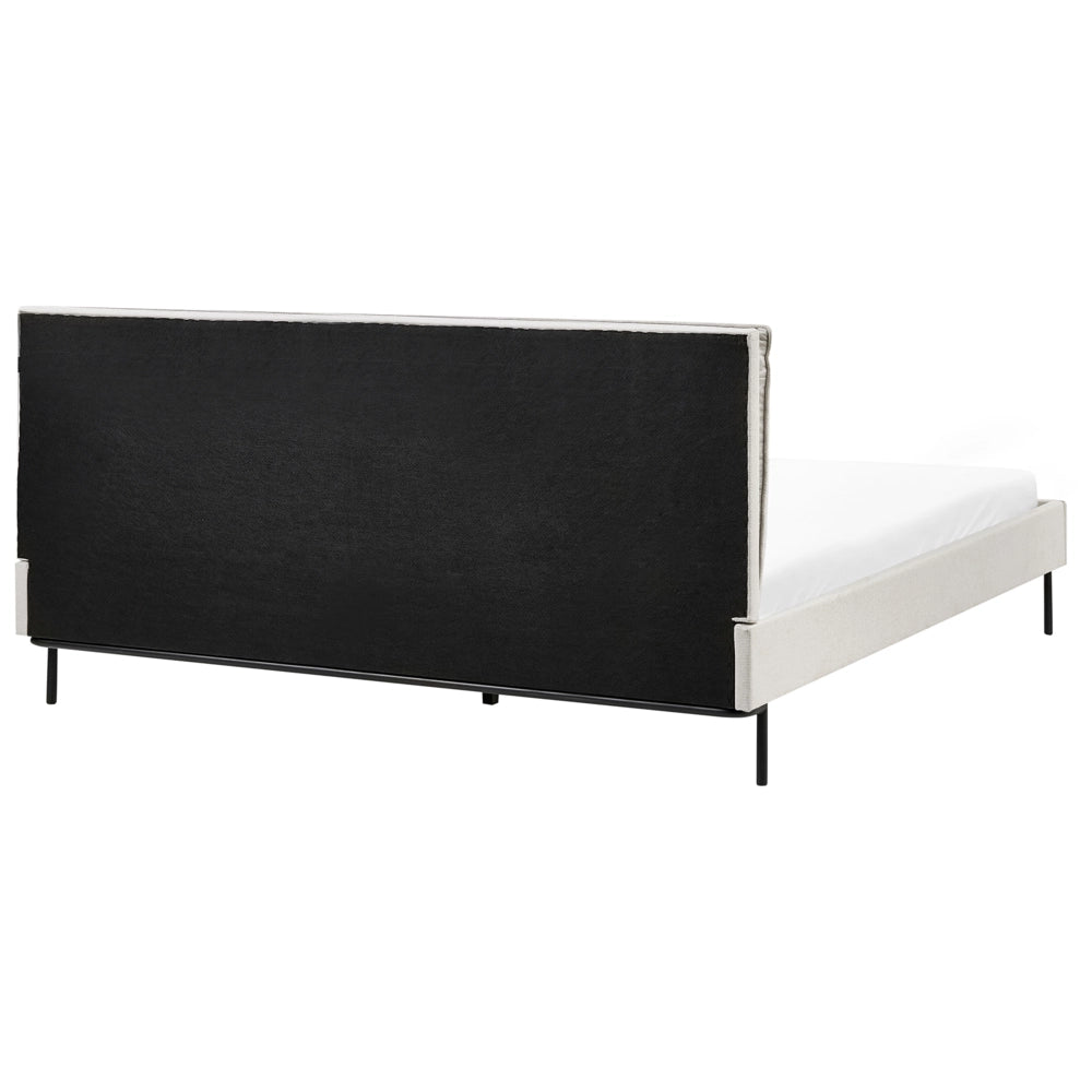 Letto a doghe Beige Poliestere Tessuto Imbottito 180 x 200 cm EU Matrimoniale Design Moderno