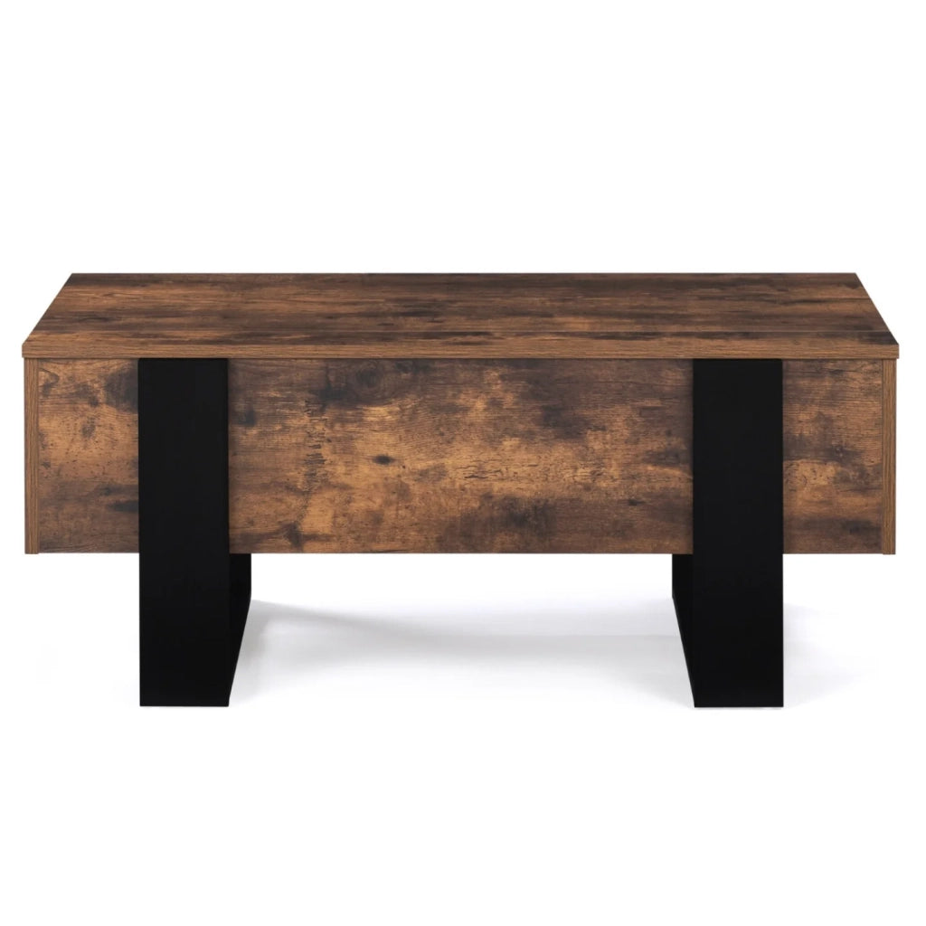 IDMarket - Tavolino con piano sollevabile in legno effetto invecchiato e nero PHOENIX