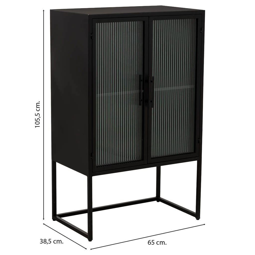 Vetrina in metallo nero con 2 ante cm 65x38,5x105,5h