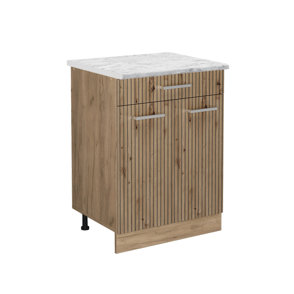 Vicco Mobiletto base per cucina Rovere artigianale 60 cm PL Marmo