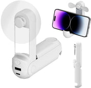 Ventilatore portatile multifunzione 5 in 1, powerbank ricaricabile mobile, torcia, specchietto, supporto per smartphone mobile