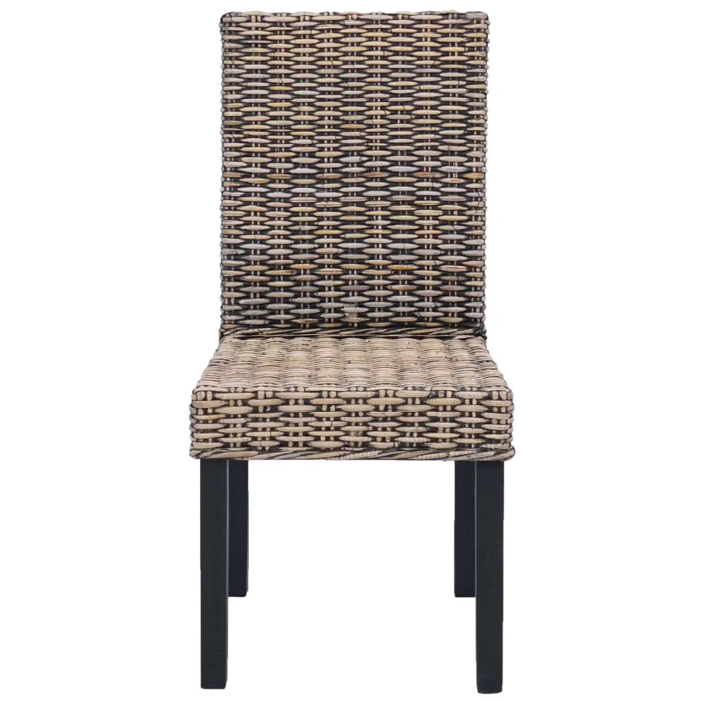 Sedia da pranzo 2 pcs Rattan Kubu e Legno Massello di Mogano