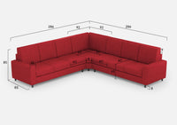 Divano Angolare 7 Posti 286x286x85 cm Sakar in Tessuto Rosso