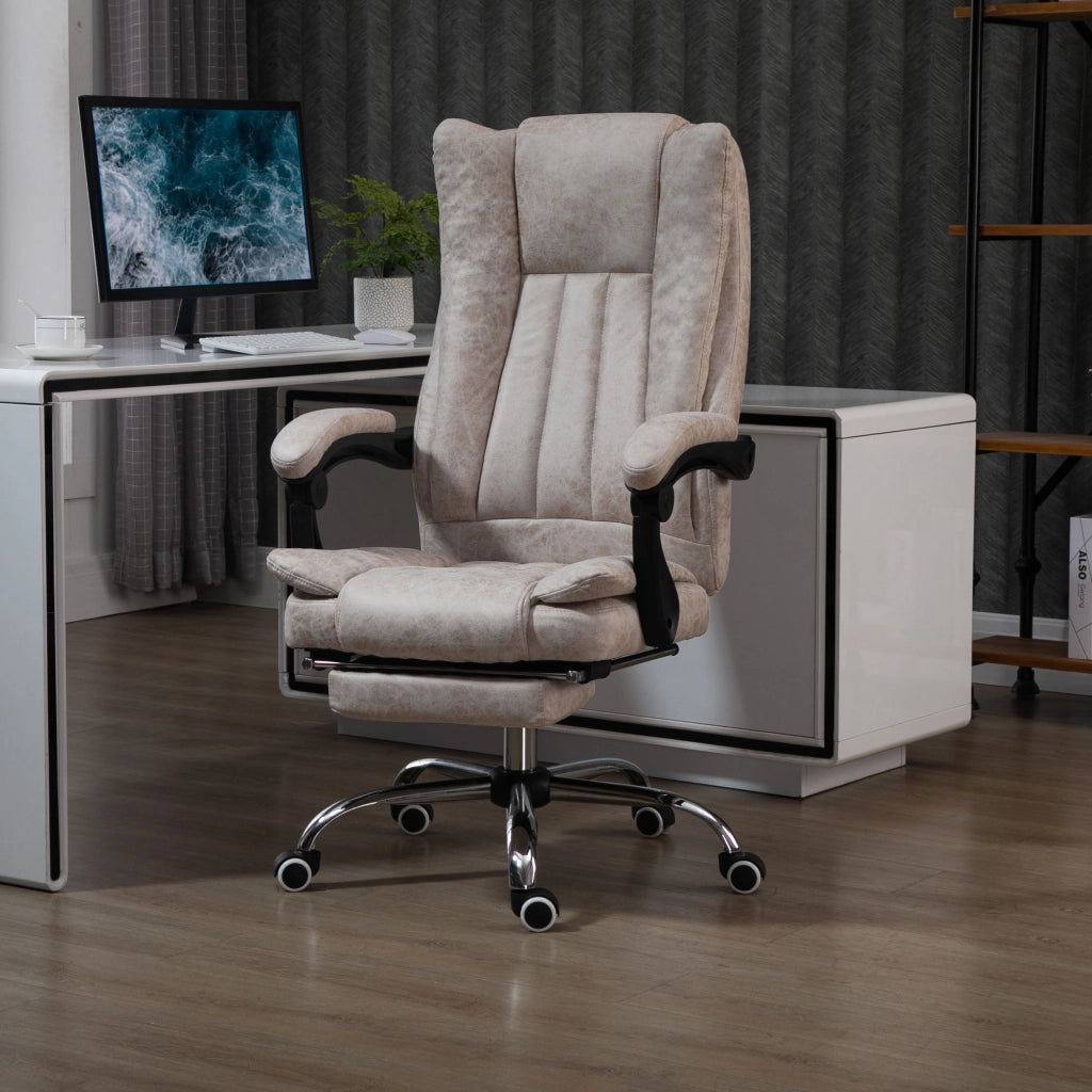 Sedia da ufficio reclinabile con poggiapiedi ¨C zephmum ¨C beige/nero/argento 63x71x110-118 cm