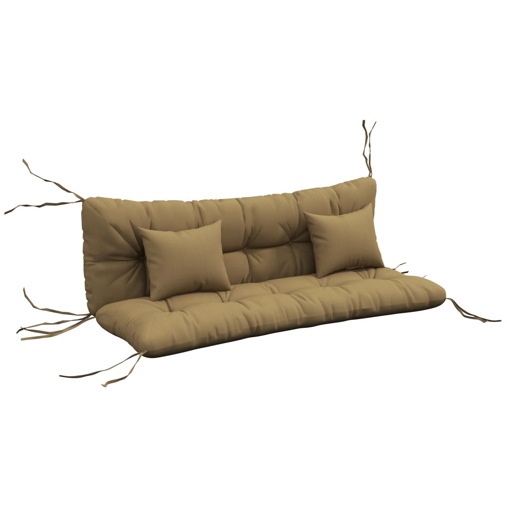 Set di 4 cuscini per sedile; cuscino idrorepellente da 150x50 cm con cinghie per cravatte; spesso 10 cm color abbronza