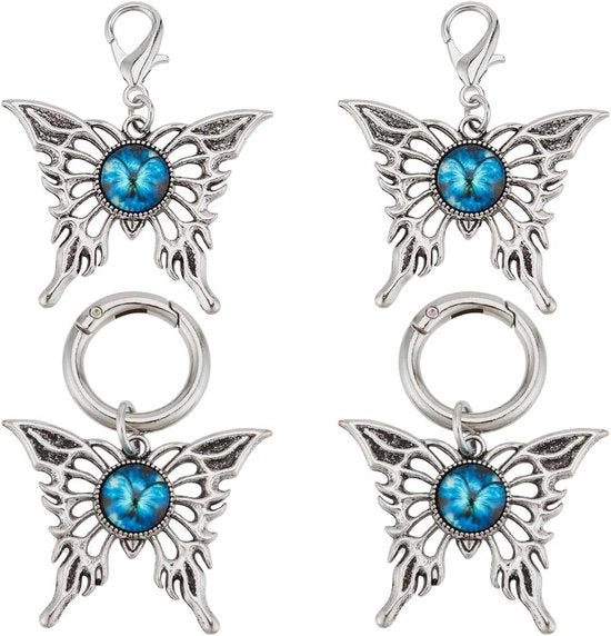 Decorazioni per Scarpe e Stivali con Fermo Porta con Anello a Molla - Set da 4 - Materiale Decorativo per Scarpe
