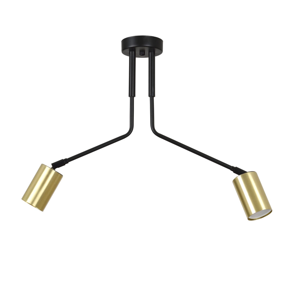 Plafoniera Minimal Tenjin Acciaio Nero 2 Luci Gu10 Ip20