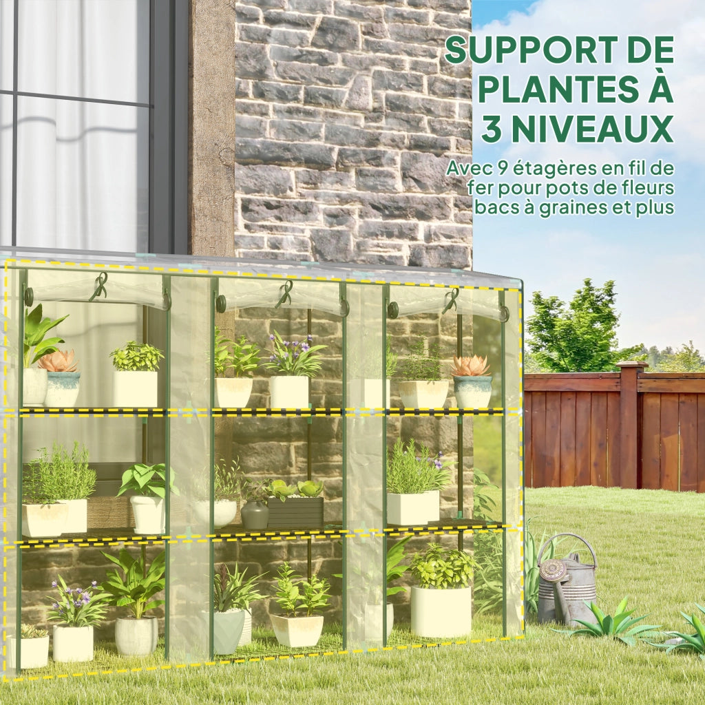 Serra da giardino con scaffali 3 porte scorrevoli ¨C zephmum ¨C trasparente 215x46x151 cm