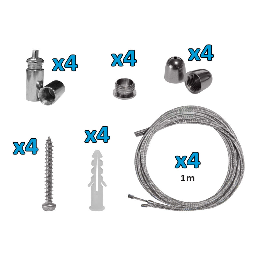 Alcapower Kit di sospensione professionale per pannelli LED, set cavi in acciaio regolabili con attacco a soffitto, installazione versatile, 100cm