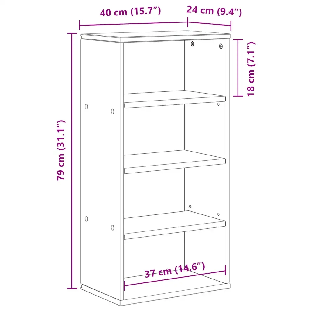 Armadietto Laterale ODDA 40x24x79 cm in Legno Massello di Pino 4103601