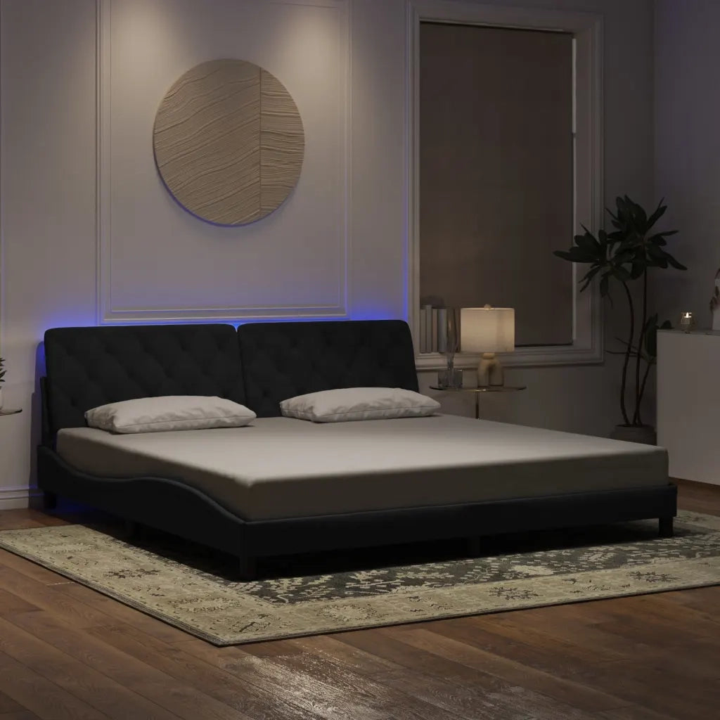 Giroletto con Luci LED Nero 200x200 cm in Velluto