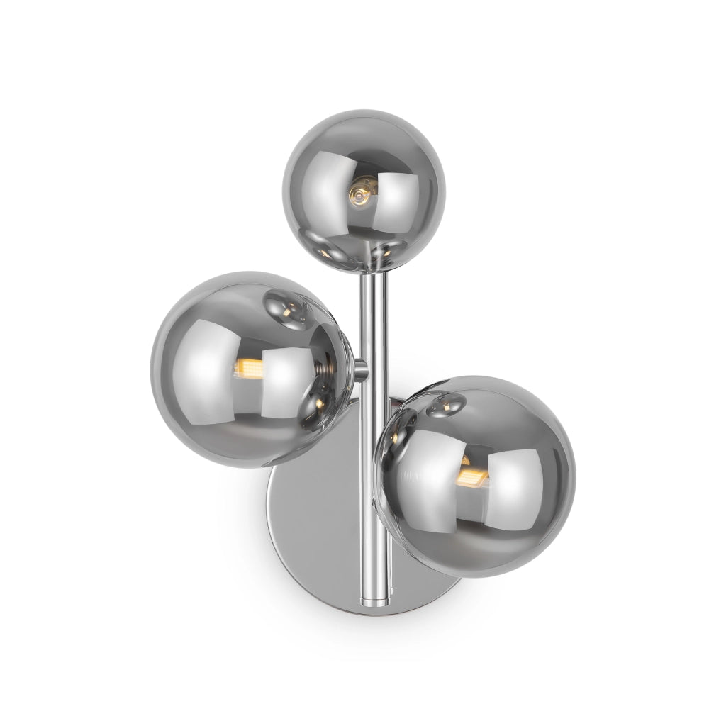 Maytoni applique contemporanea Dallas 3 luci G9 cromo metallo diffusori vetro soffiato fumè