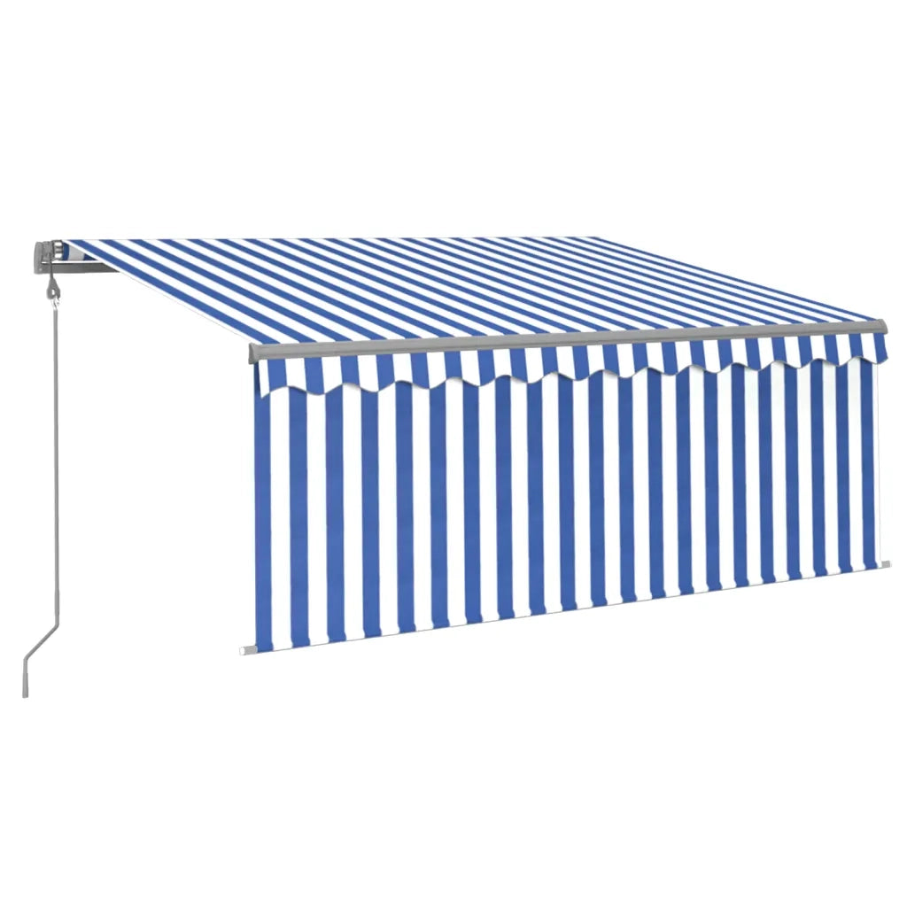 Tenda Automatica Parasole LED Sensore Vento 3x2,5m Blu e Bianco 3069391