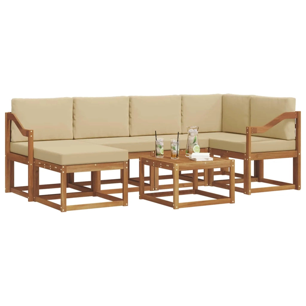 Set di divani da esterno con cuscino 7 pcs Naturale e Beige