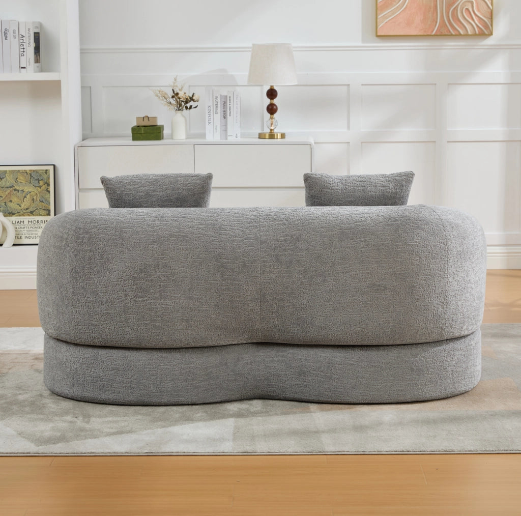 Divano letto 2 posti 157x84x65 cm grigio chiaro, con 2 cuscini, tessuto chenille