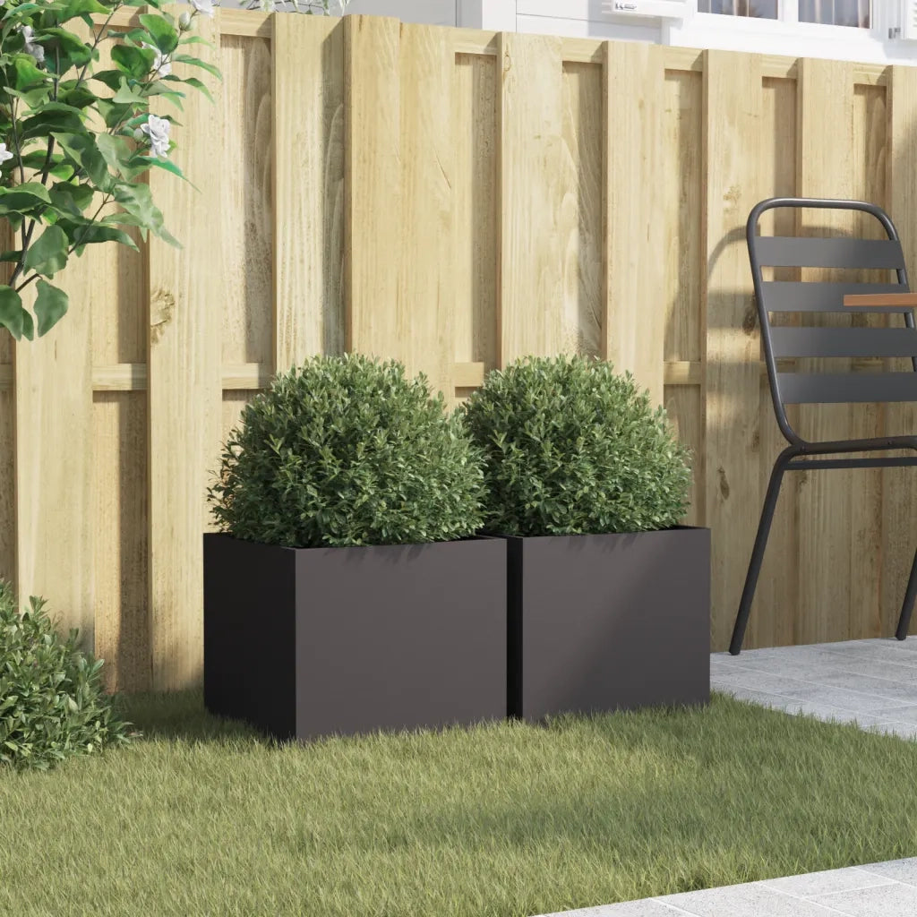 Fioriere 2 pz Nere 32x30x29 cm in Acciaio 841536
