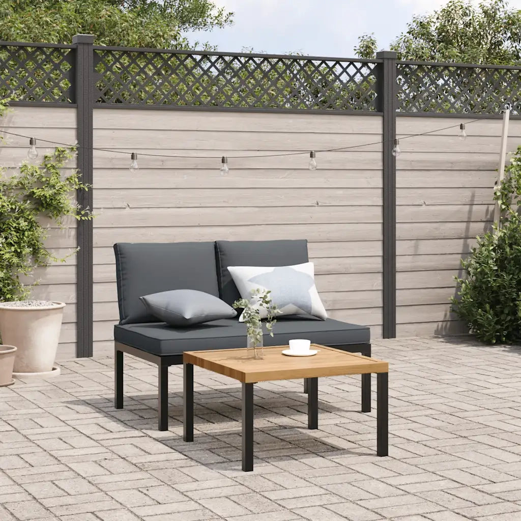 Set Divani da Giardino 2 pz | Set Salotto da Giardino con Cuscini in Alluminio Nero