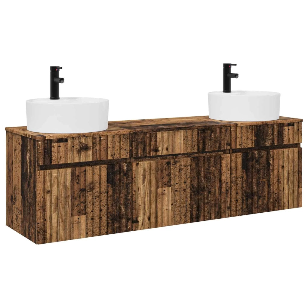 Set di Armadi da Bagno 3 pz Legno antico 49 x 44,5 x 65 cm 3405755