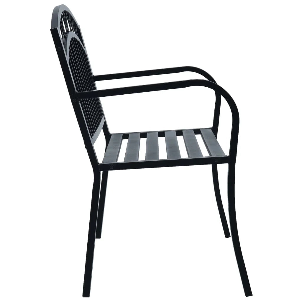 Panca da giardino arredo da esterno terrazza 125 cm acciaio nero 02_0011232