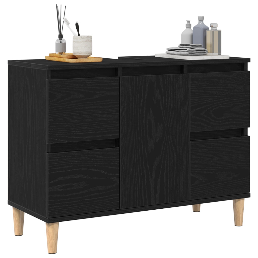 Mobiletto lavabo Rovere nero 80x33x60 cm Legno ingegnerizzato
