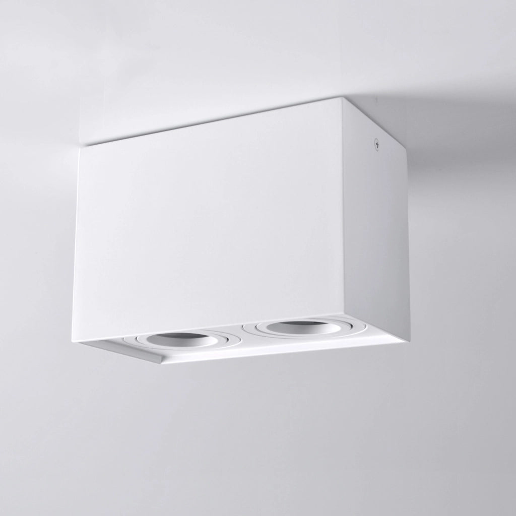 Plafoniera spot superficie quadrata bianca 2xGU10 Polux