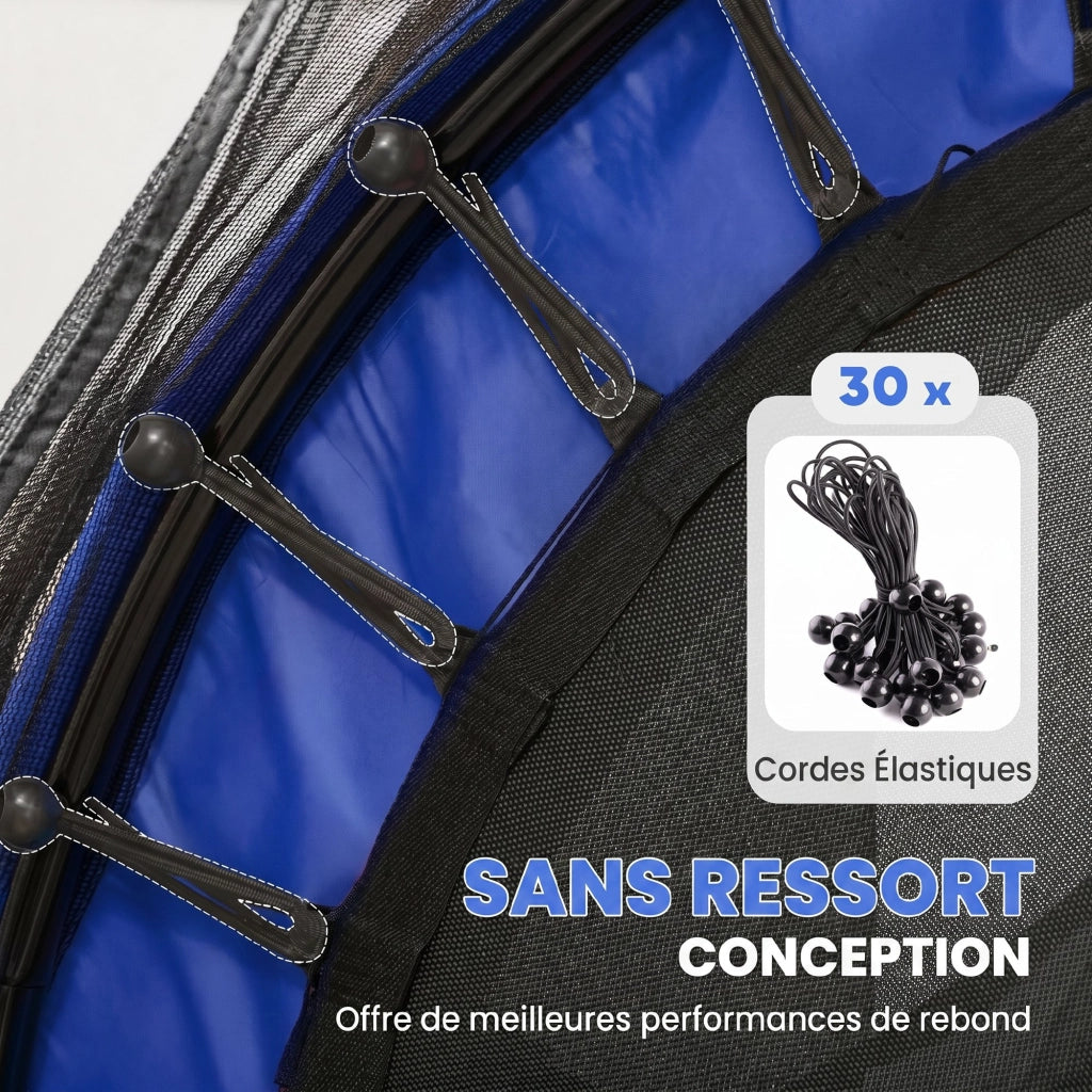 Trampolino bambini ? 163 cm con rete sicurezza porta zip copertura molle 6 pali imbottiti ¨C Xylo ¨C blu